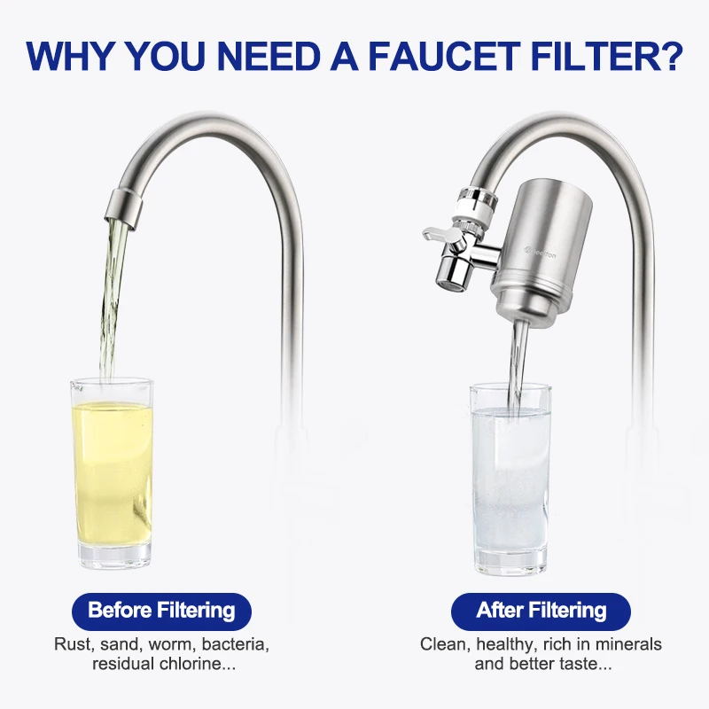 Wheelton Stainless Steel Tap Filter Water Purifier Faucet Composite Activated Carbon